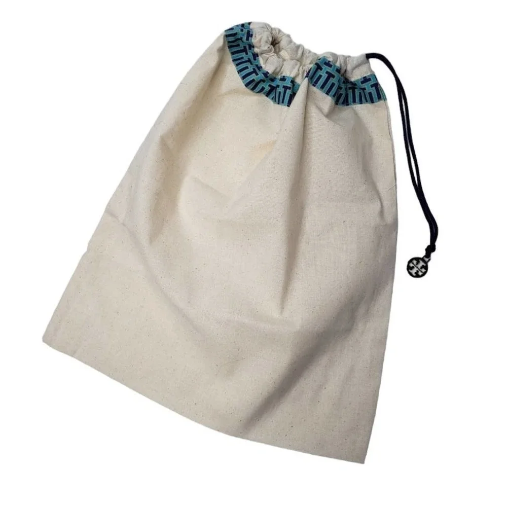 Tory Burch‎ Shoe Dust Bag Natural Beige Cinch Drawstring Close Storage